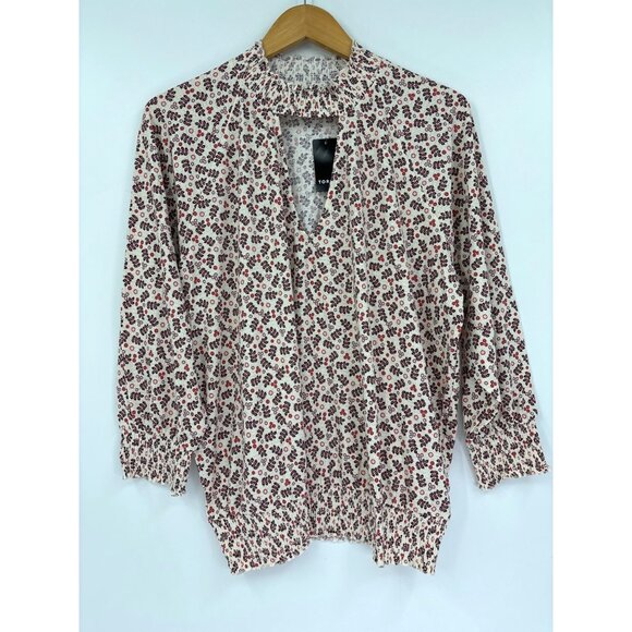 Torrid Ribbed Textured Jersey Choker Neck Smocked Bottom Top Cream 2X NEW - Picture 3 of 7